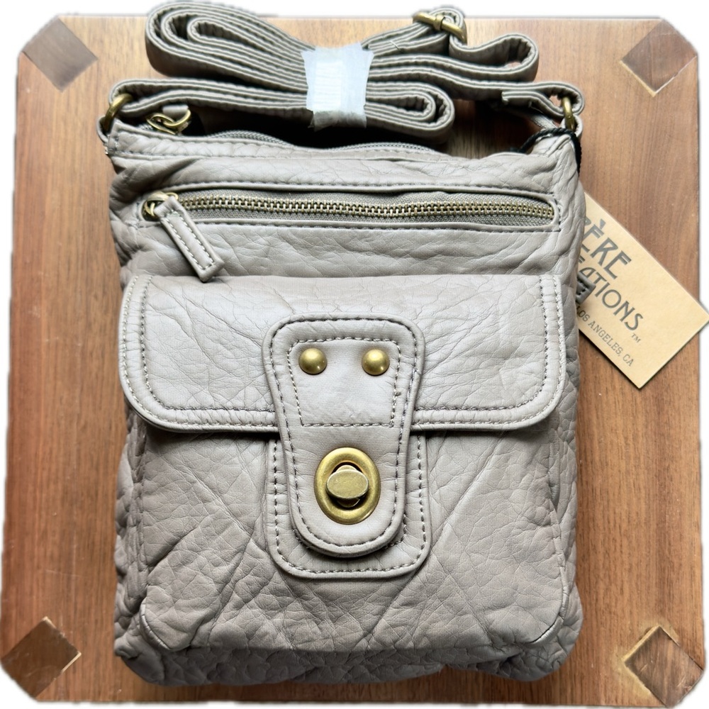 Ampere's Creations Soft Vegan Leather Dark Grey Shoulder Crossbody Purse Bag